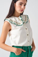 Load image into Gallery viewer, Seventy + Mochi Daisy Blouse Sleeveless in Ecru Denim
