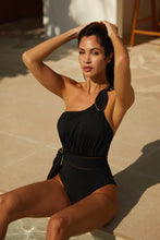 Load image into Gallery viewer, Naia Positano One Shoulder Swimsuit Black
