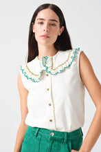 Load image into Gallery viewer, Seventy + Mochi Daisy Blouse Sleeveless in Ecru Denim
