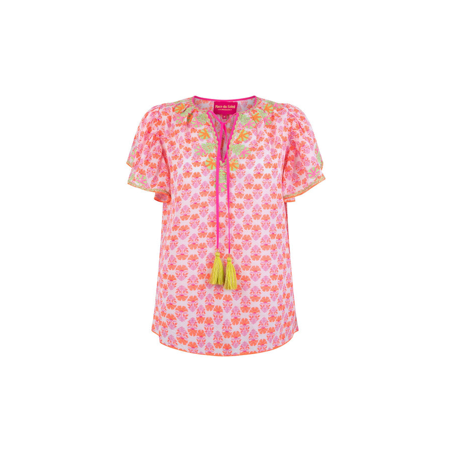 Place du Soleil Ladies Neon Print top