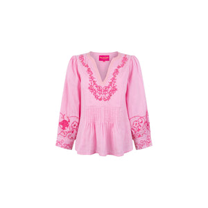 Place du Soleil Ladies Pretty Pink Embroidered Top